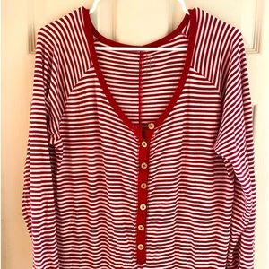 Burt’s Bees Baby Womens XL Union Suit One Piece Family Pajama Red & White Stripe